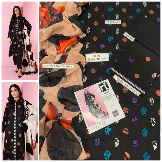 3 Pcs Women's Unstitched Embroidered Suit